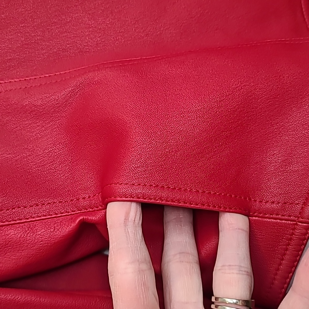 Akris Punto Asymmetric Zip Fitted Lux Nappa Leather Biker Jacket in Red - NWOT - Picture 16 of 17